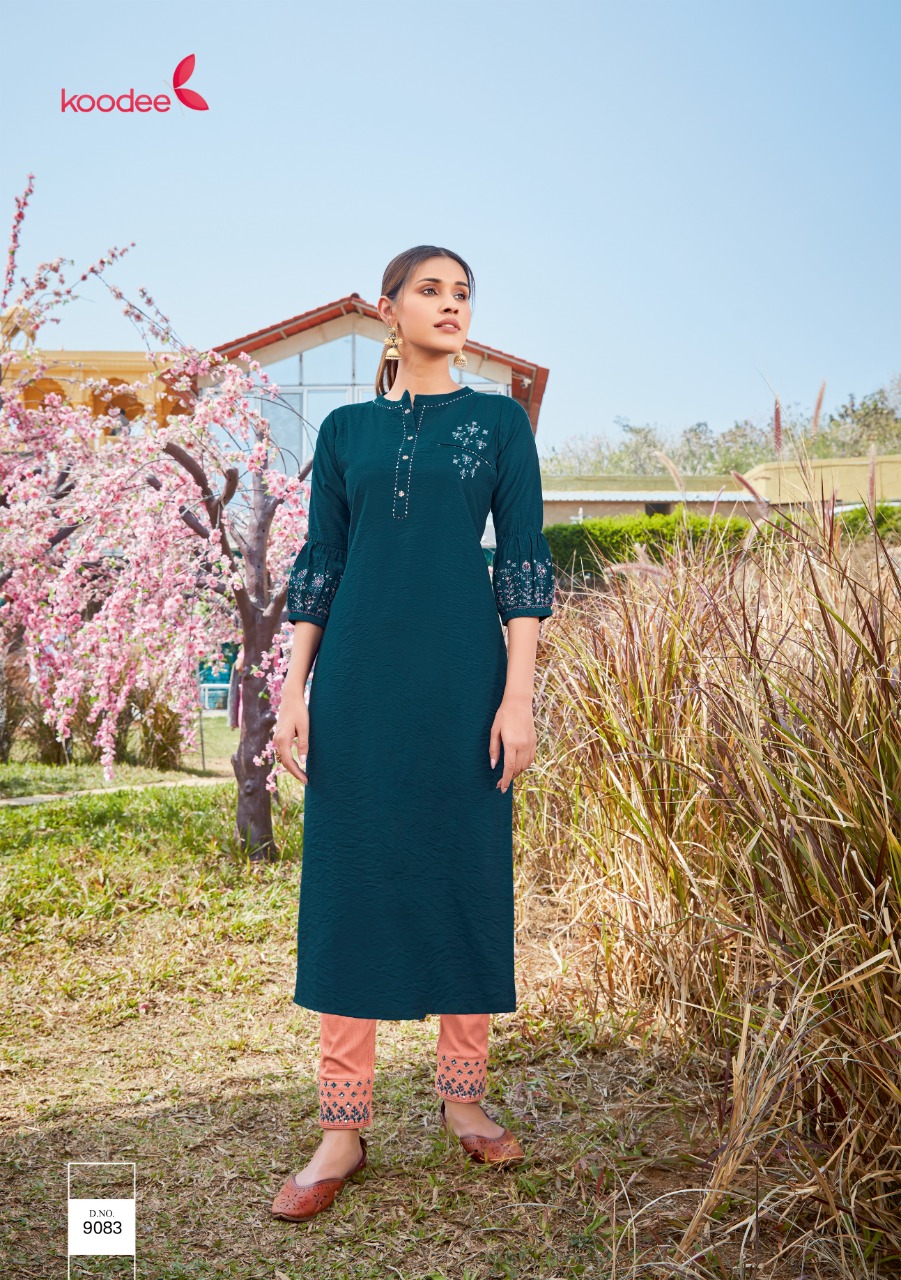 Koodee Mahi Vol-6 Wholesale Fancy Viscose Kurti With Pants