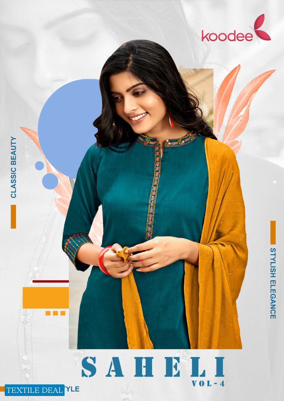 Koodee Saheli Vol-4 Wholesale Kurti With Pant And Dupatta