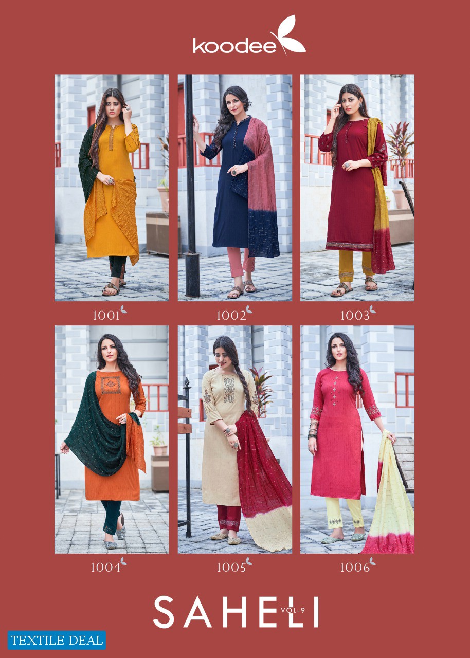 Koodee Saheli Vol-9 Wholesale Kurti With Pant And Dupatta
