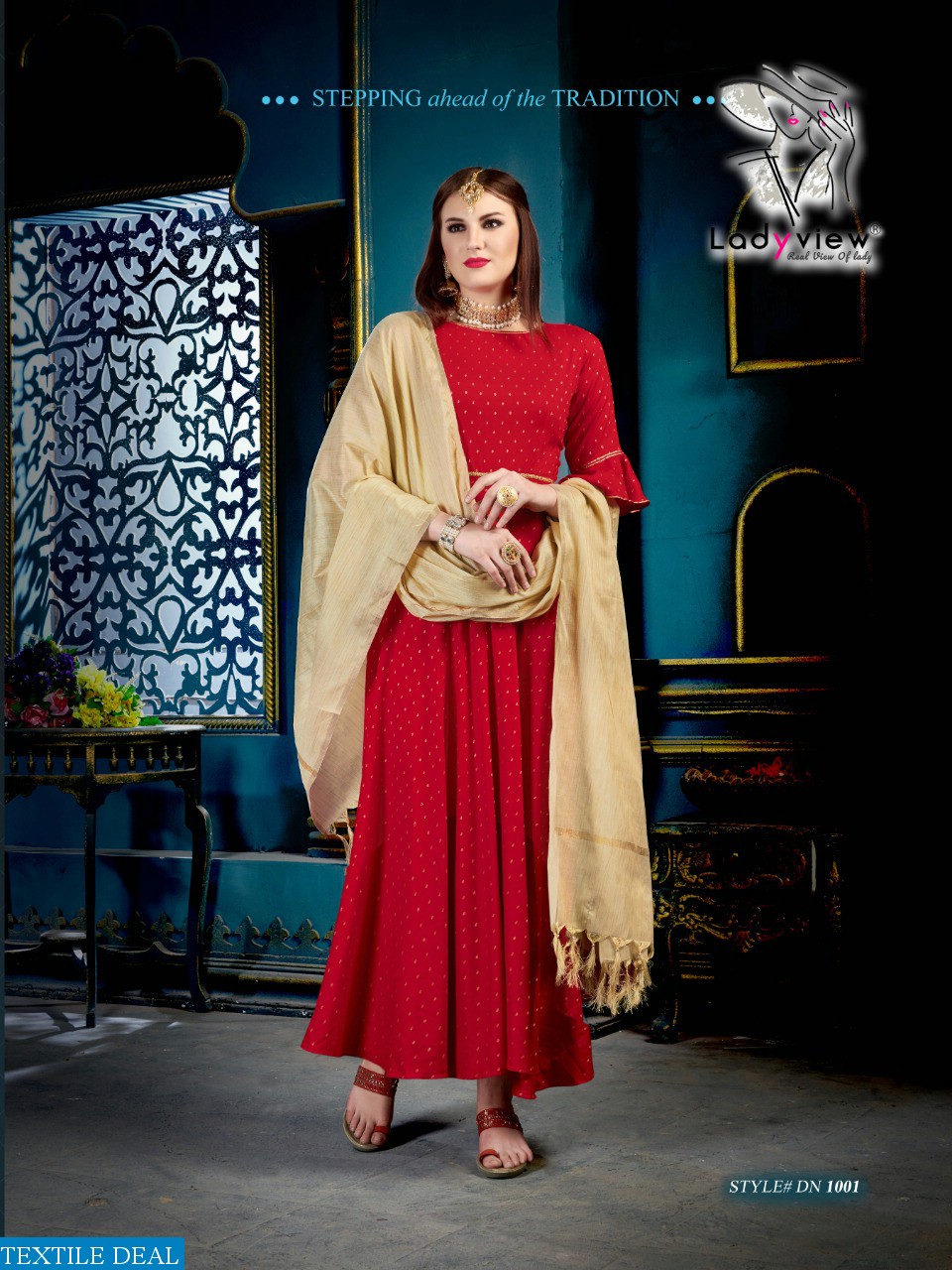 LADYVIEW PRESENT MANOHARI WEAVING RAYON KURTI WITH BANARASI DUPATTA TRADER