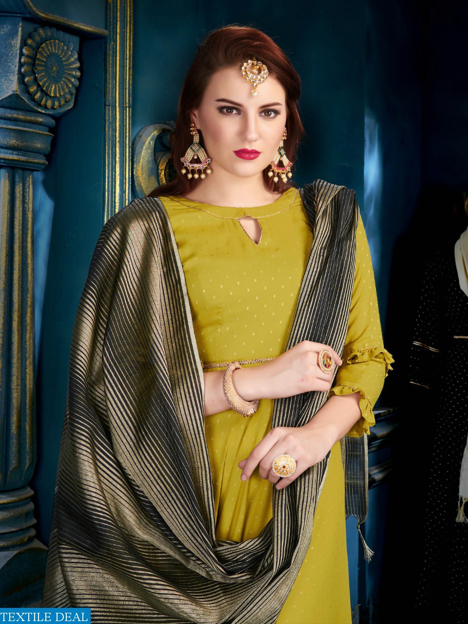 LADYVIEW PRESENT MANOHARI WEAVING RAYON KURTI WITH BANARASI DUPATTA TRADER
