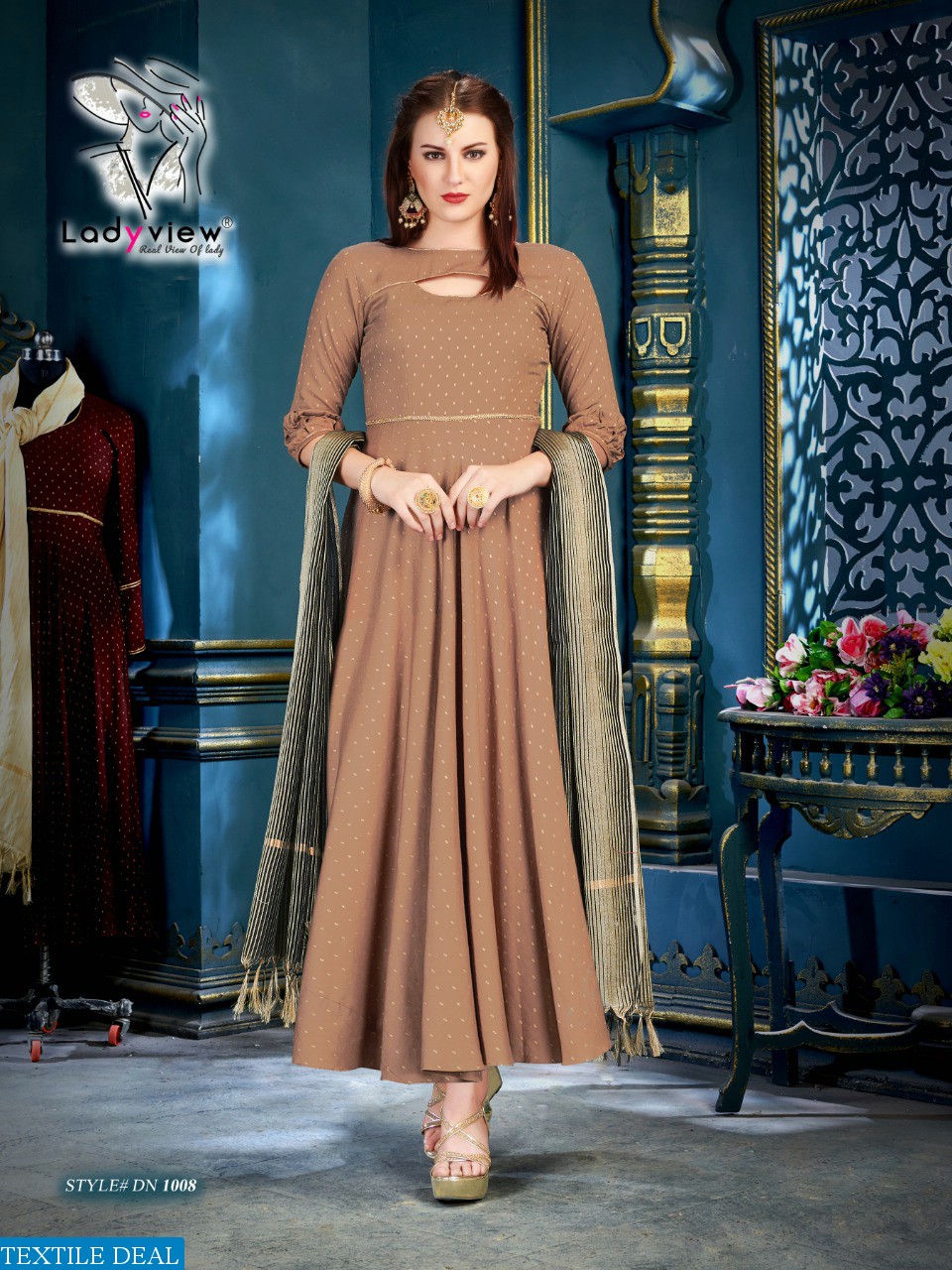 LADYVIEW PRESENT MANOHARI WEAVING RAYON KURTI WITH BANARASI DUPATTA TRADER
