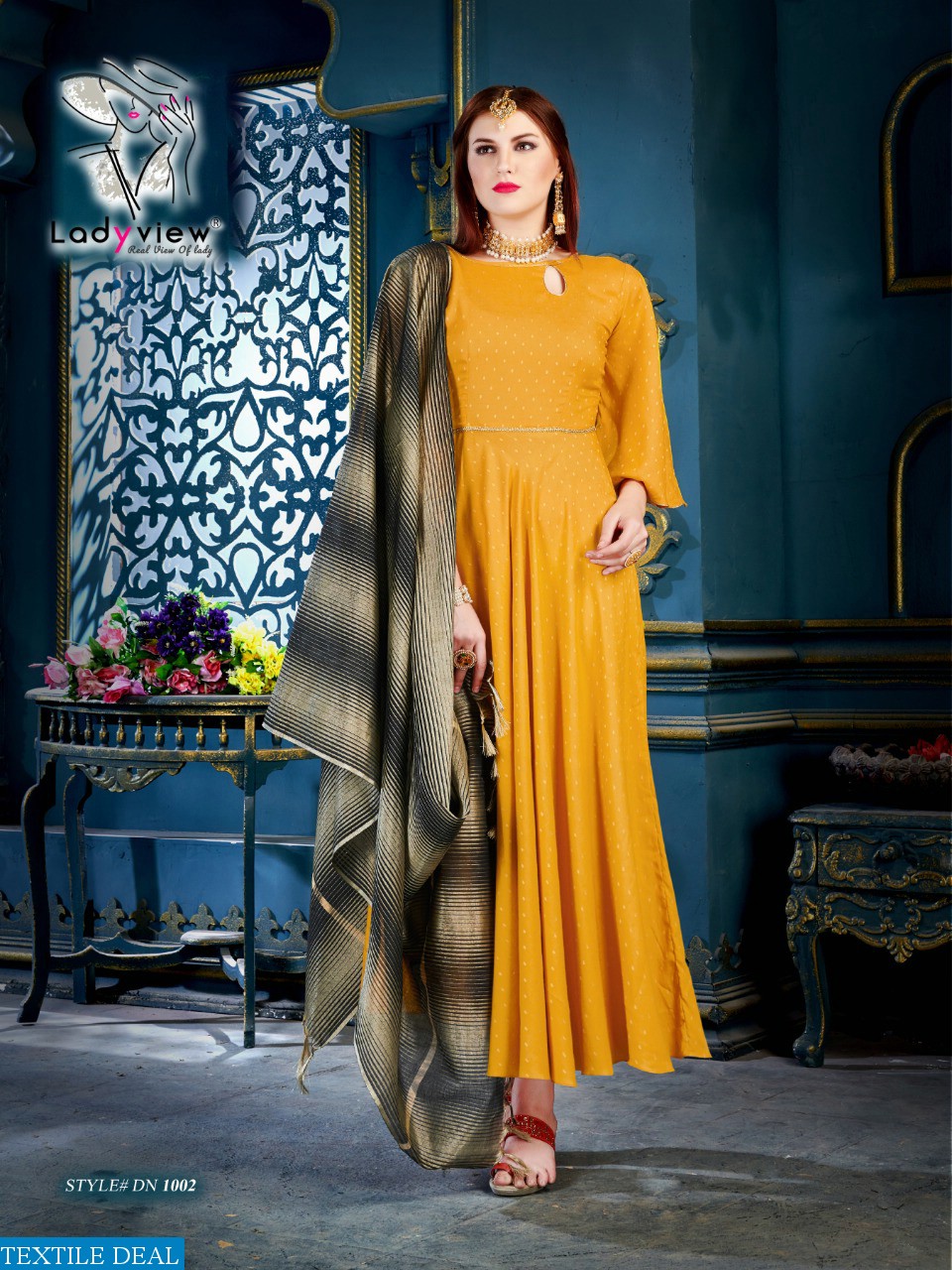 LADYVIEW PRESENT MANOHARI WEAVING RAYON KURTI WITH BANARASI DUPATTA TRADER