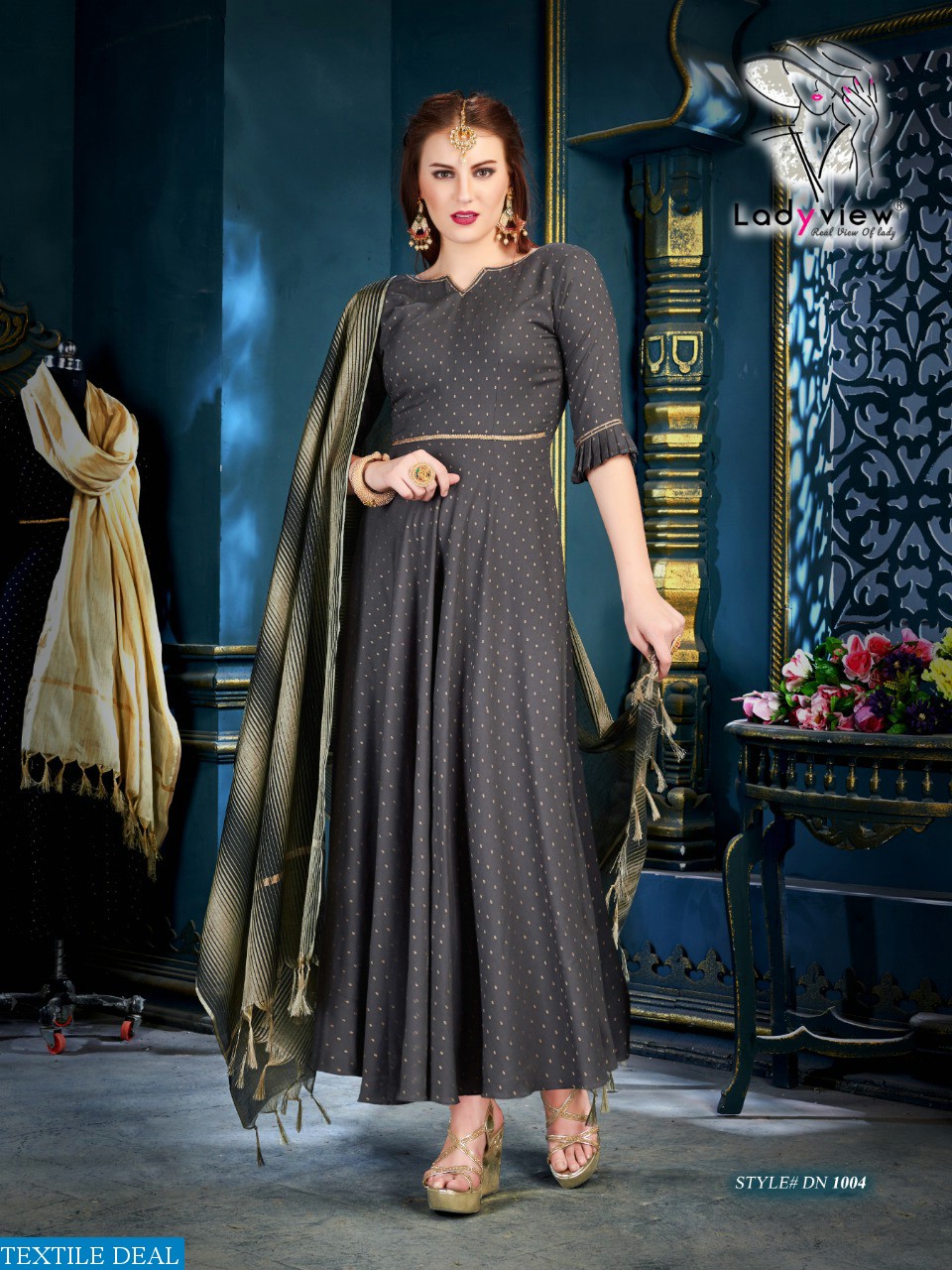 LADYVIEW PRESENT MANOHARI WEAVING RAYON KURTI WITH BANARASI DUPATTA TRADER