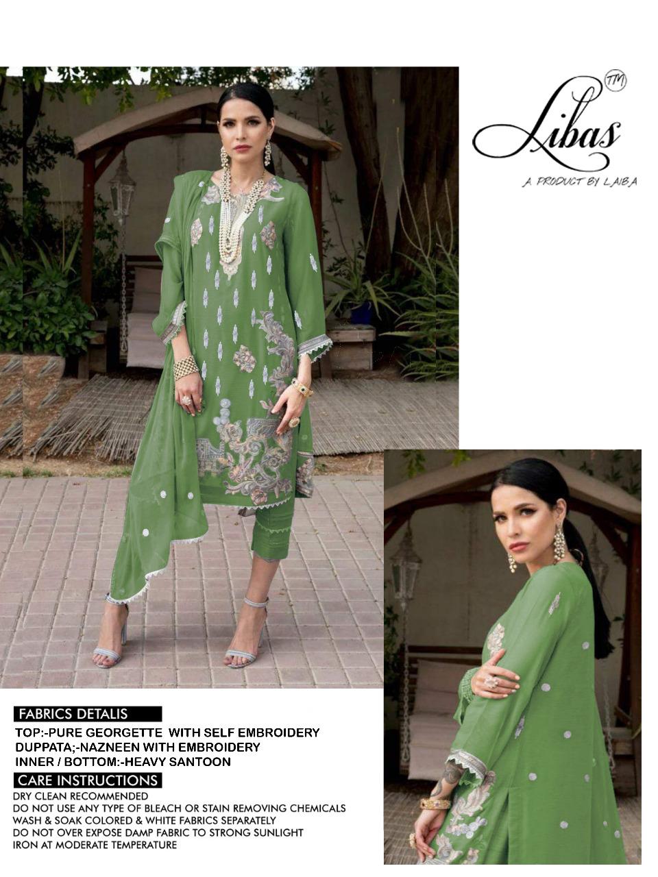 LAIBA LAUNCH LIBAS LPC 4 PURE GEORGETTE WITH EMBROIDERY FORMAL CLASSY LOOK PAKISTANI SUIT