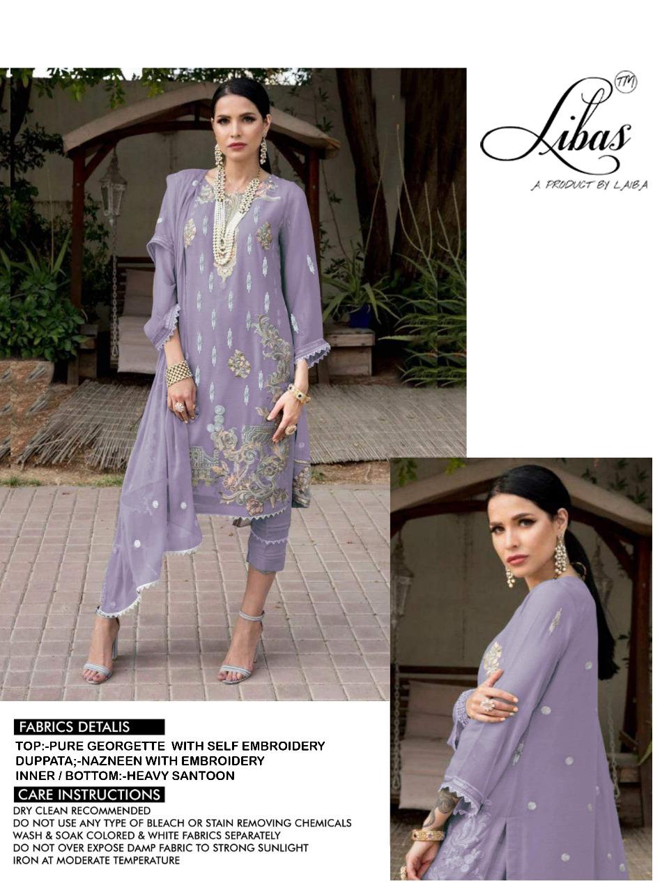LAIBA LAUNCH LIBAS LPC 4 PURE GEORGETTE WITH EMBROIDERY FORMAL CLASSY LOOK PAKISTANI SUIT