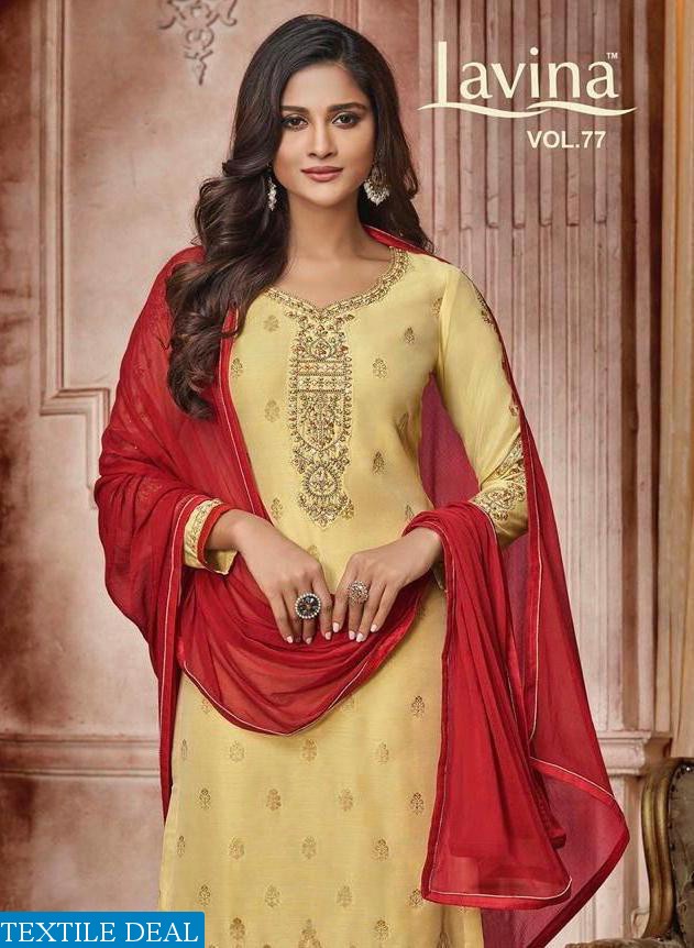 LAVINA LAUNCH LAVINA VOL 77 BANARASI JACQUARD DESIGNER SALWAR SUIT WHOLESALER