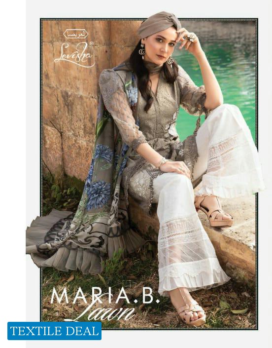 LEVISHA MARIA B LAWN DESIGNER PAKISTANI LAWN DRESS MATERIALS