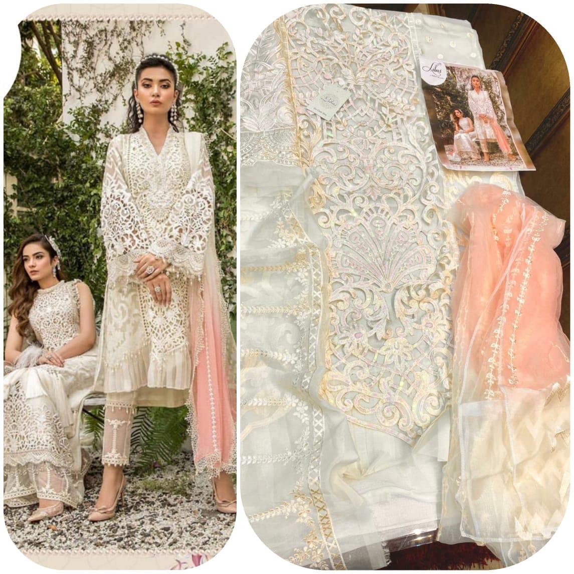 LIBAS LPC VOL 3 BY LAIBAS PURE ORGANZA WITH EMBROIDERY FORMAL CLASSY LOOK PAKISTANI SUIT