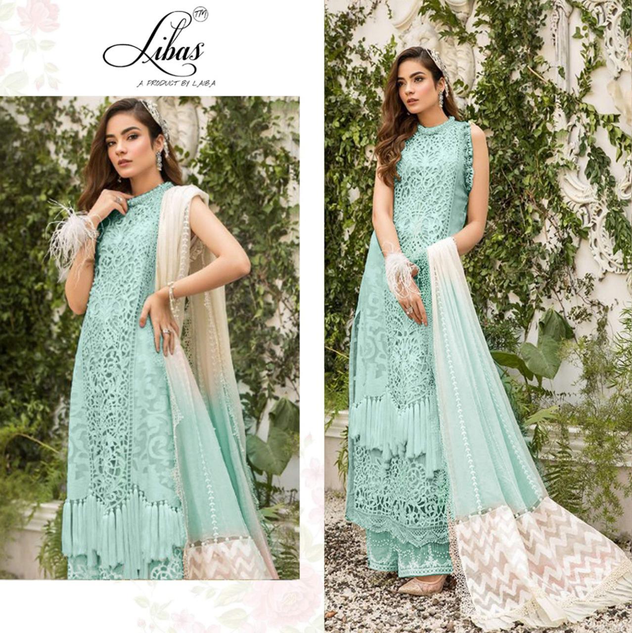 LIBAS LPC VOL 3 BY LAIBAS PURE ORGANZA WITH EMBROIDERY FORMAL CLASSY LOOK PAKISTANI SUIT