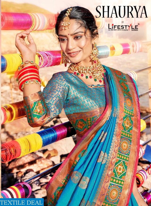 LIFESTYLE PRESENT SHAURYA MEENAKARI WORK WITH RICH PALLU SAREE CATLOG COLLECTION