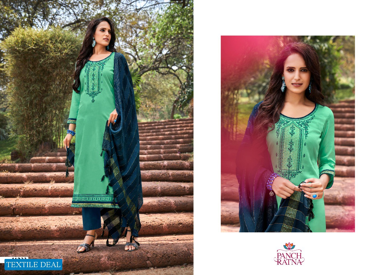 LIGHT HOUSE BY PANCH RATNA COTTON SATIN CASUAL WEAR DRESS MATERIALS