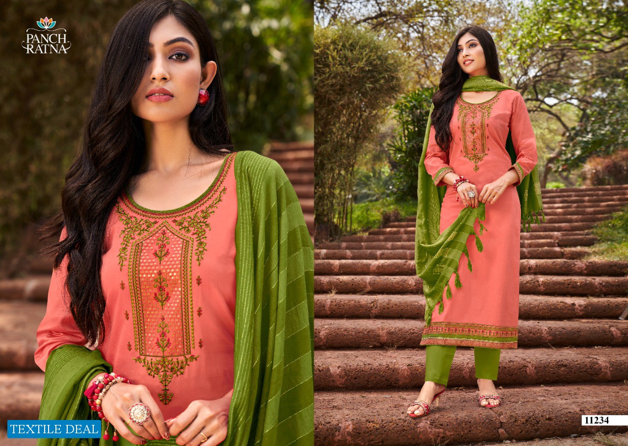 LIGHT HOUSE BY PANCH RATNA COTTON SATIN CASUAL WEAR DRESS MATERIALS