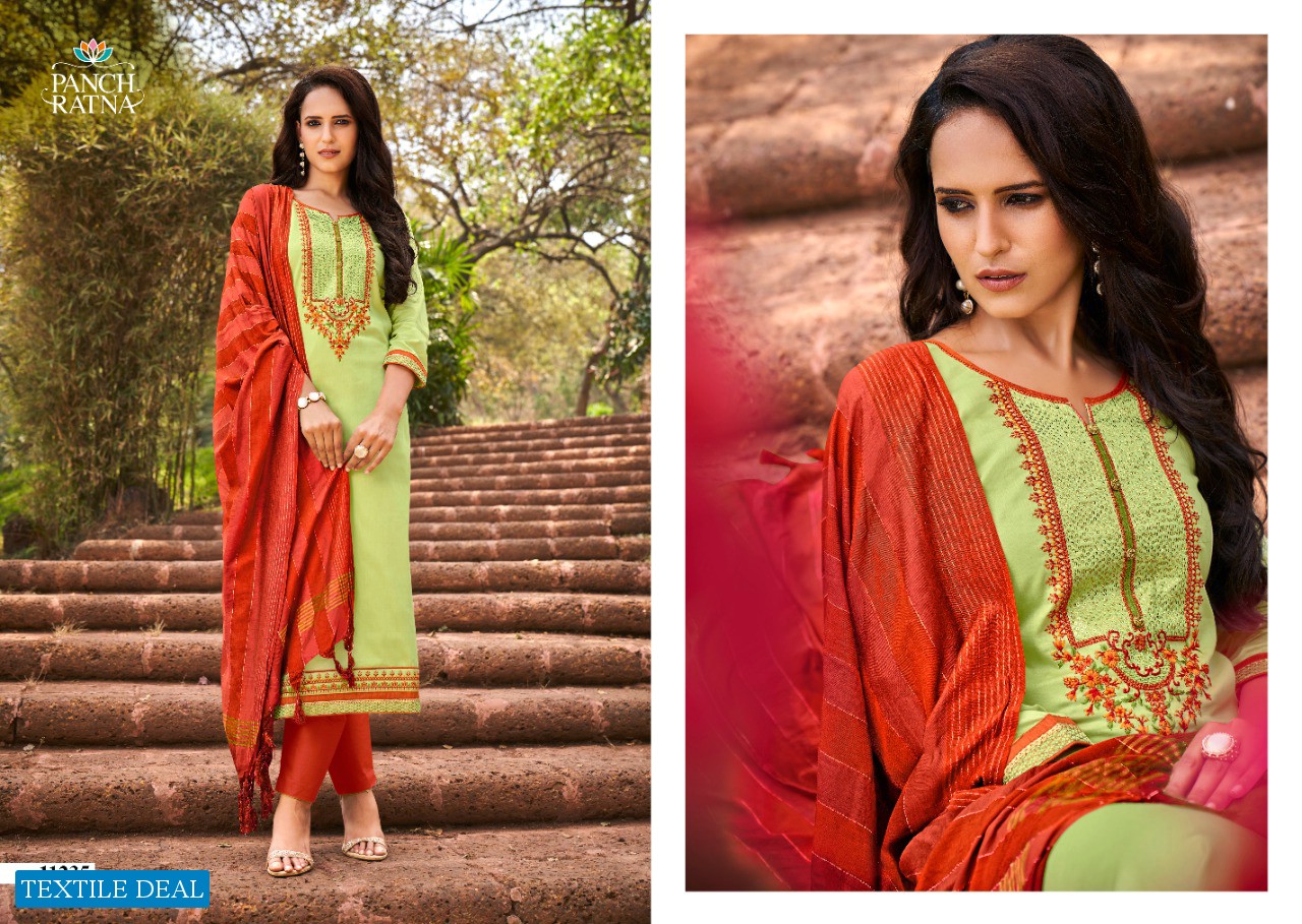 LIGHT HOUSE BY PANCH RATNA COTTON SATIN CASUAL WEAR DRESS MATERIALS