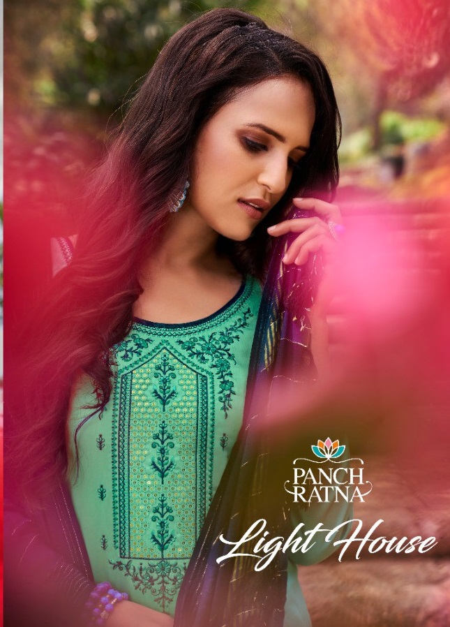 LIGHT HOUSE BY PANCH RATNA COTTON SATIN CASUAL WEAR DRESS MATERIALS