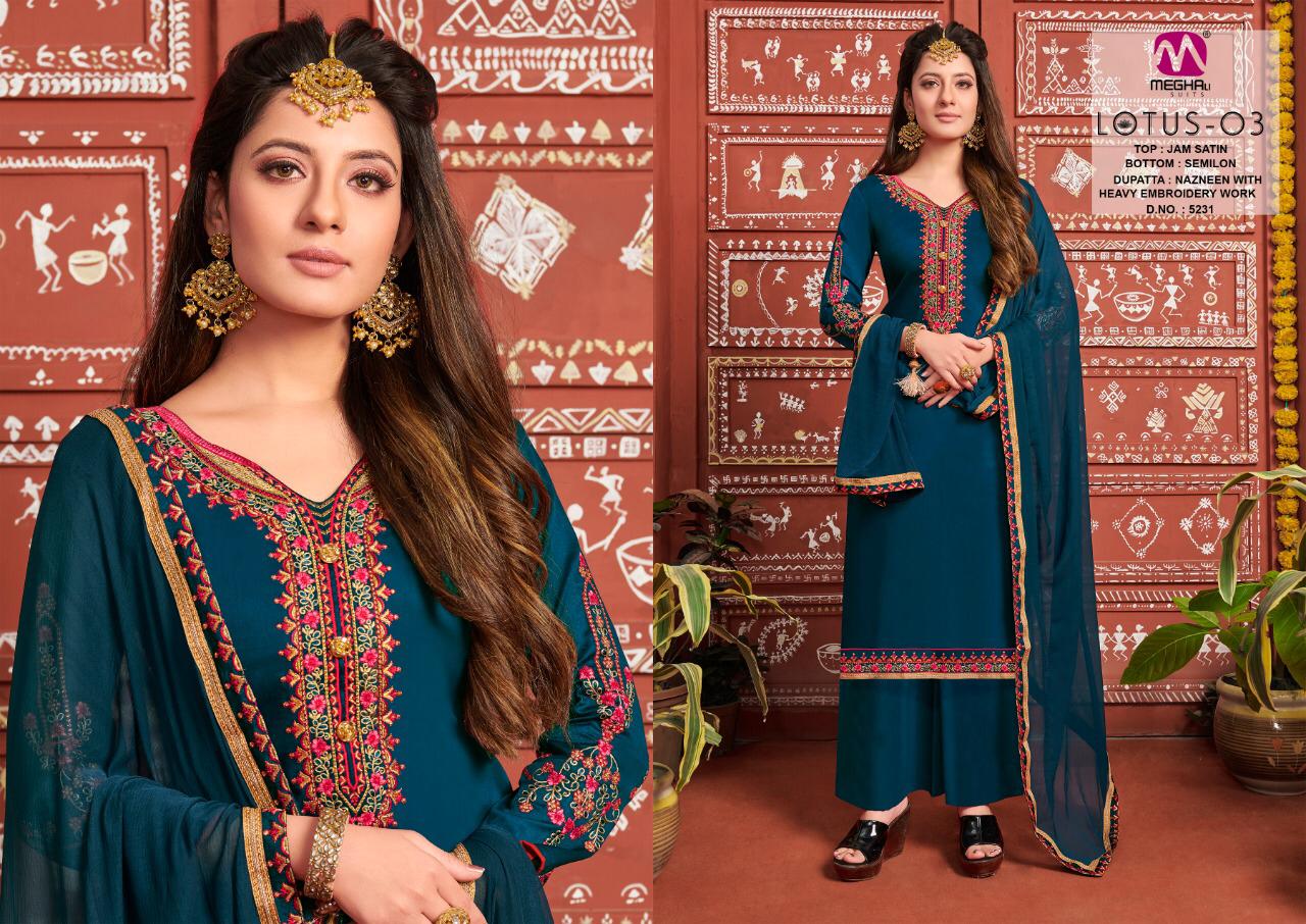 LOTUS VOL 3 BY MEGHALI SUITS JAM SATIN ETHNIC SALWAR KAMEEZ DESIGNS