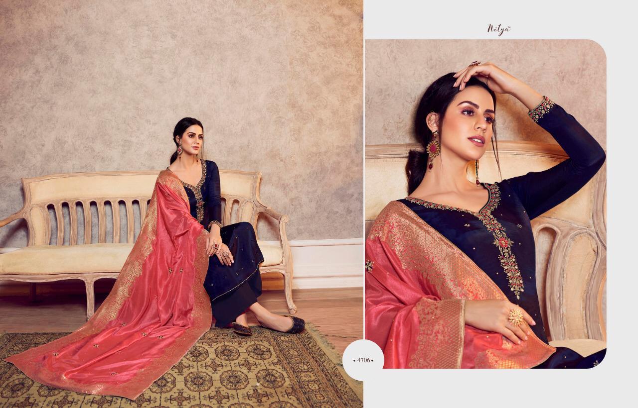 LT NITYA VOL 147 VISCOSE UPADA WITH HANDWORK SALWAR KAMEEZ WHOLESALER SURAT