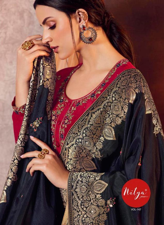 LT NITYA VOL 147 VISCOSE UPADA WITH HANDWORK SALWAR KAMEEZ WHOLESALER SURAT