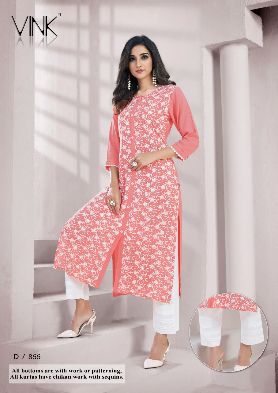 LUCHNOWI VOL 2 BY VINK RAYON WITH WORK EXCLUSIVE KURTI WITH PANTS