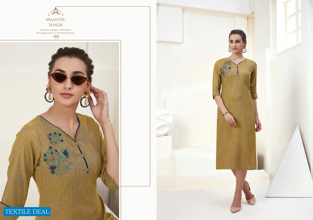 Lady Finger Hightlight Wholesale Reyon Work Kurtis