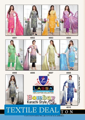 Lassa Bombay Cotton Vol-4 Wholesale Karachi Style Dress Material