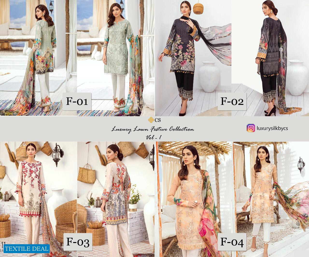 Luxury lawn festive Collection Vol-1 By CS Wholesale Pakistani Dress