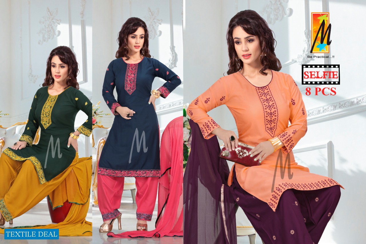 M Selfie Wholesale Ready Made Reyon Embroidery Work Dress