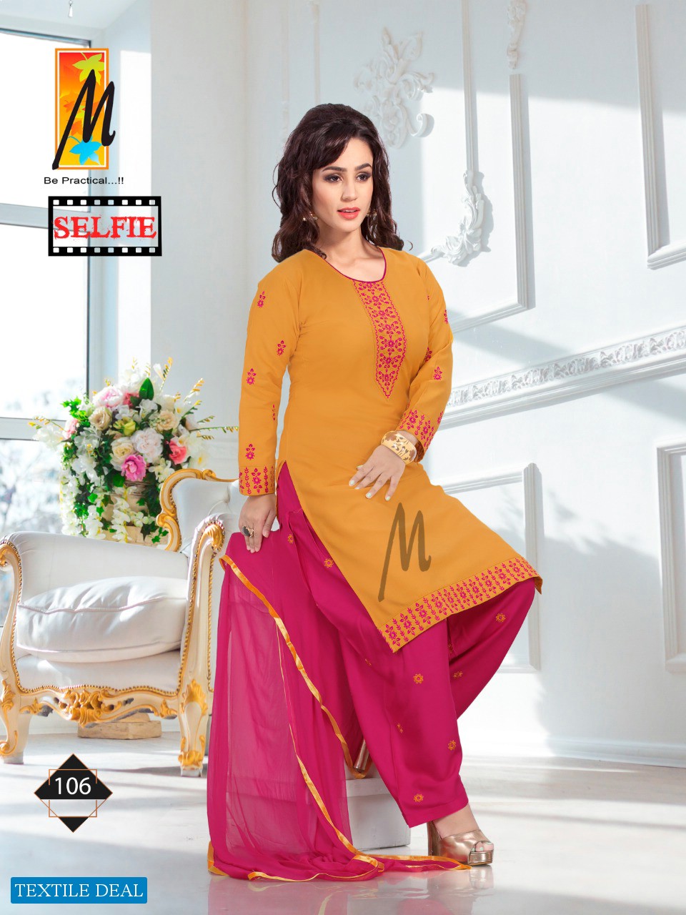 M Selfie Wholesale Ready Made Reyon Embroidery Work Dress