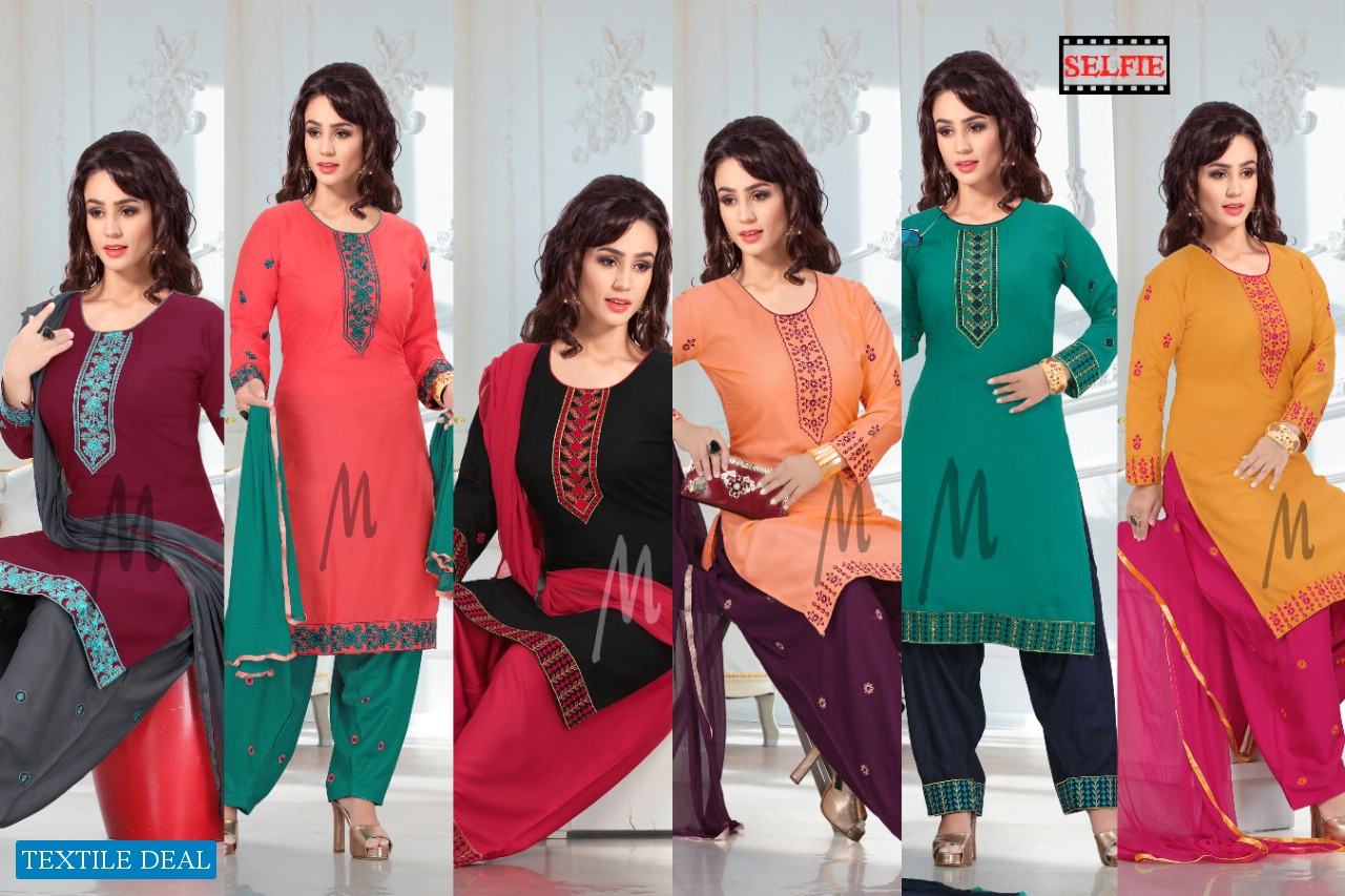 M Selfie Wholesale Ready Made Reyon Embroidery Work Dress