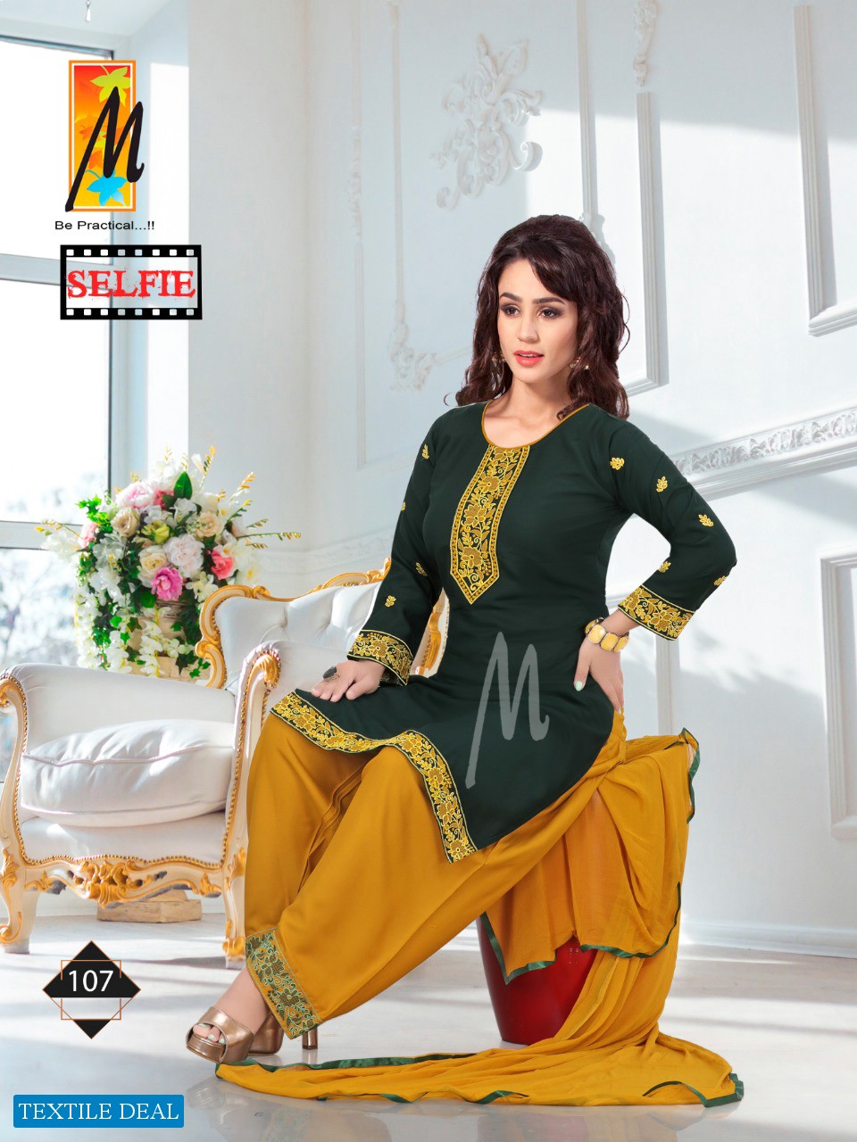 M Selfie Wholesale Ready Made Reyon Embroidery Work Dress