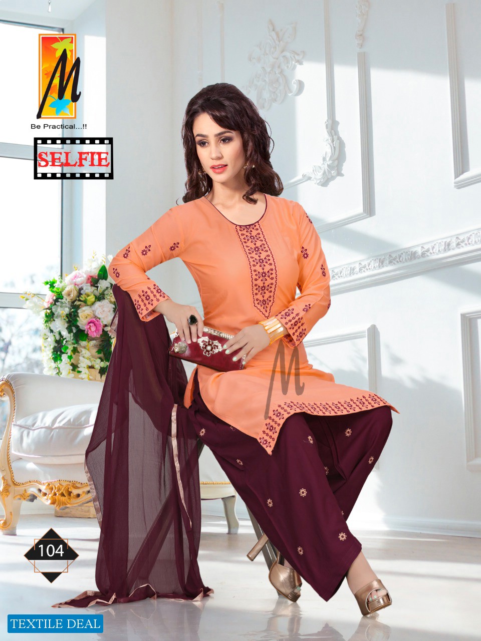 M Selfie Wholesale Ready Made Reyon Embroidery Work Dress