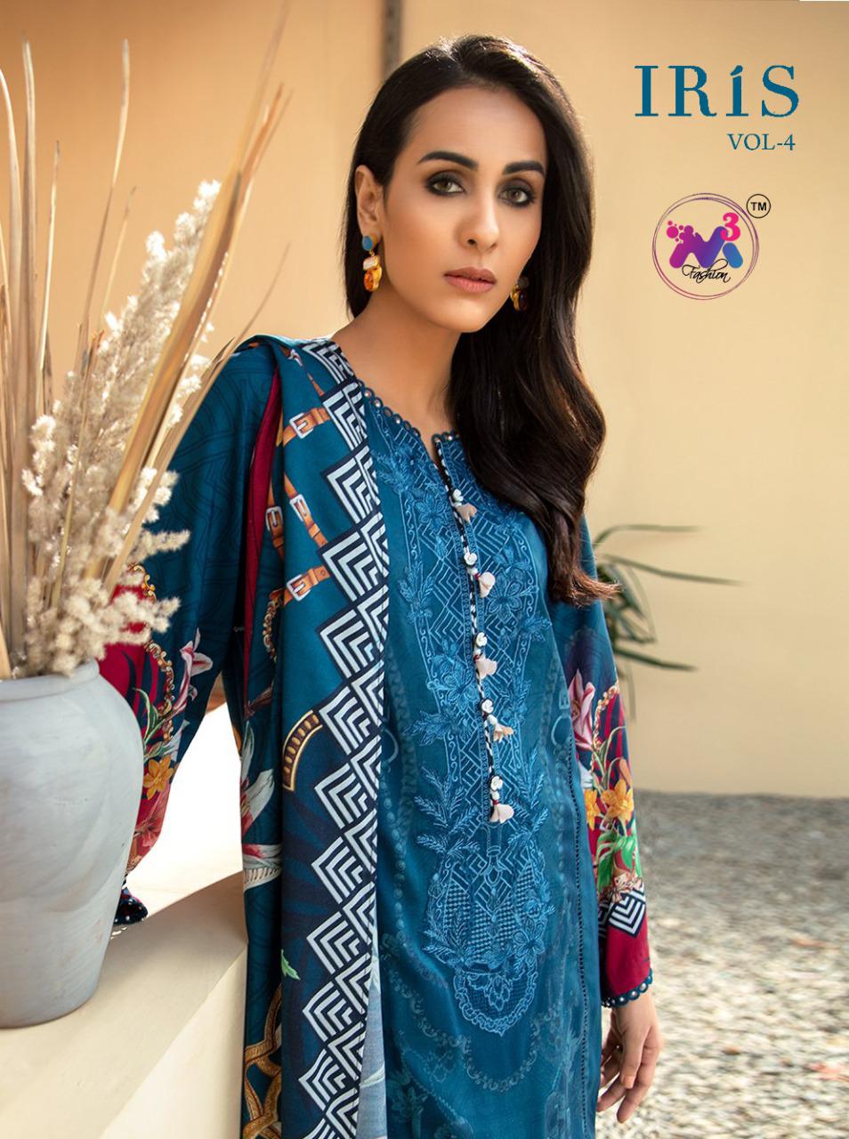 M3 FASHION IRIS VOL 4 JAM COTTON PRINT PAKISTANI CATALOGS SUITS NEW DESIGN OF 2021