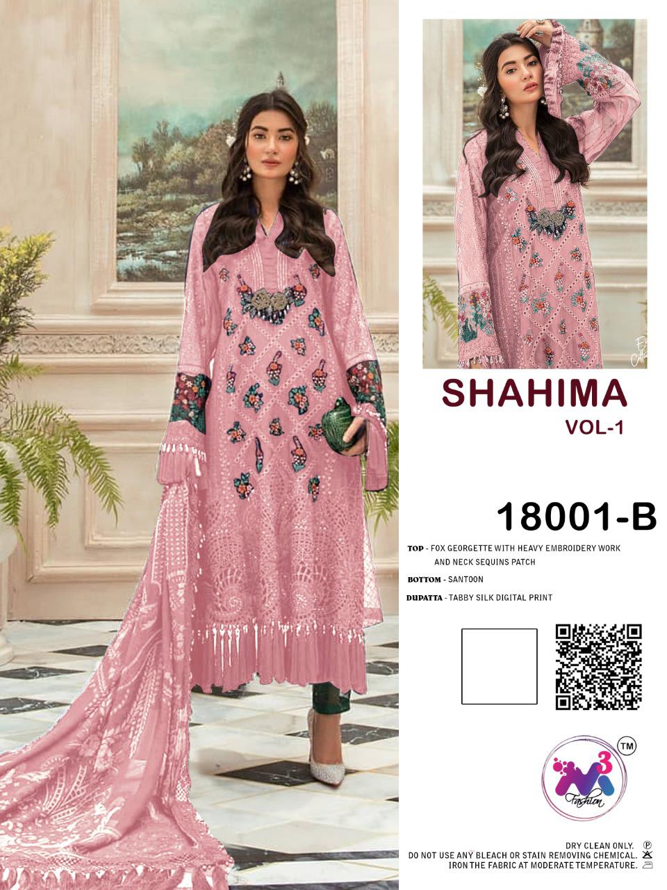 M3 FASHION MARIA B SHAHIMA VOL 1 GEORGETTE WITH EMBROIDERY WORK PAKISTANI SUIT SELLER