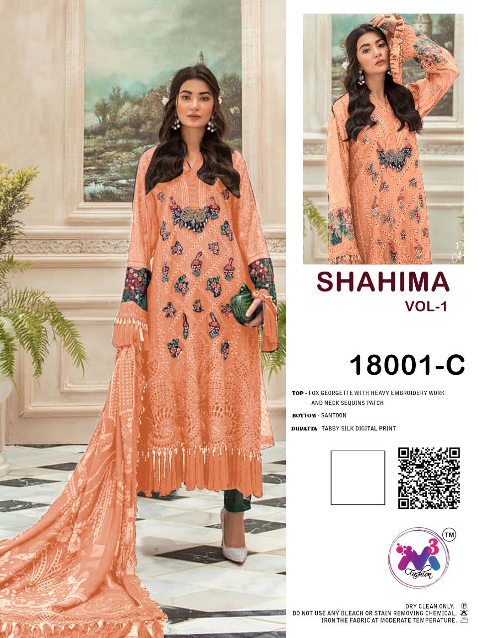 M3 FASHION MARIA B SHAHIMA VOL 1 GEORGETTE WITH EMBROIDERY WORK PAKISTANI SUIT SELLER