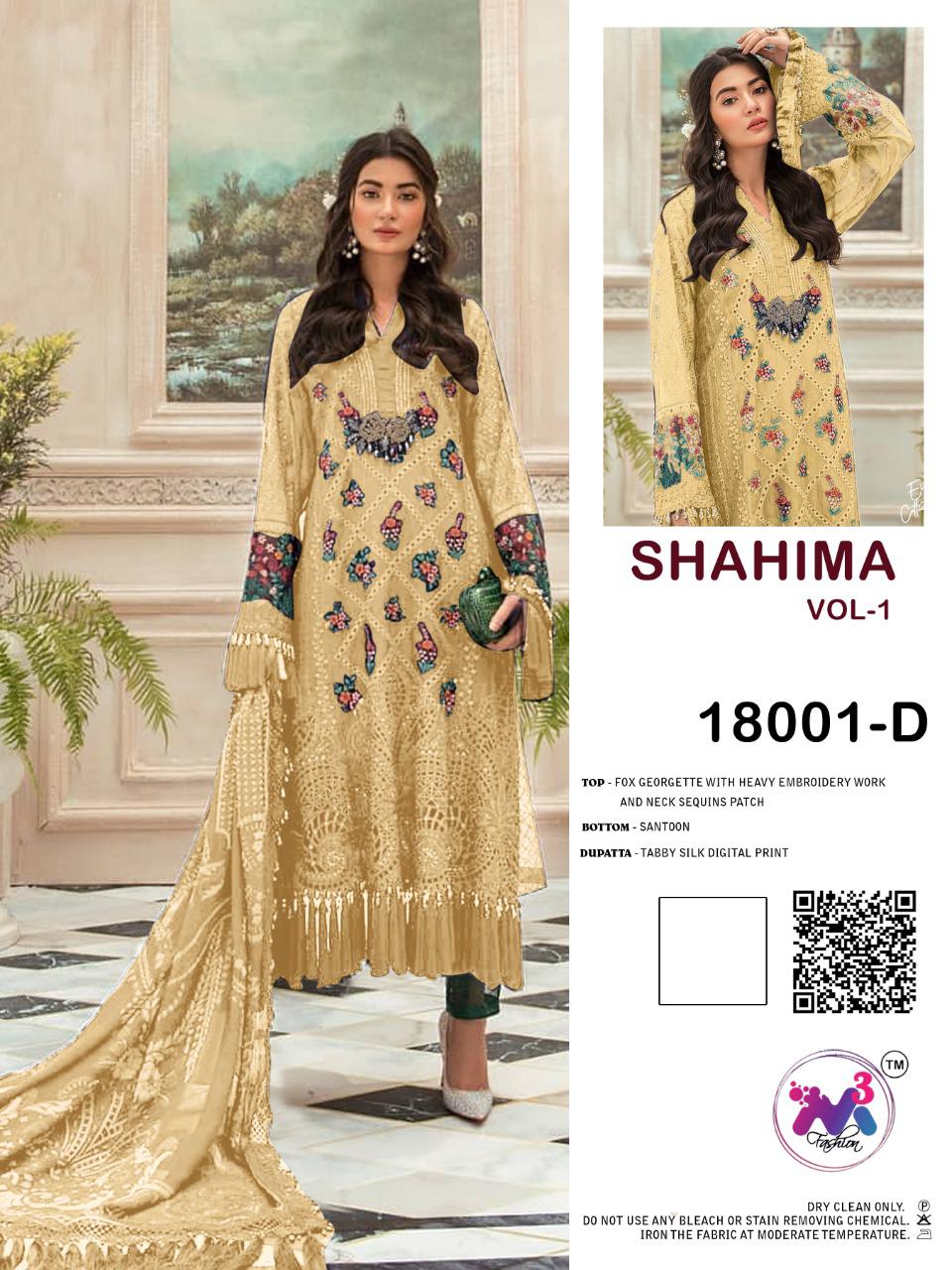M3 FASHION MARIA B SHAHIMA VOL 1 GEORGETTE WITH EMBROIDERY WORK PAKISTANI SUIT SELLER