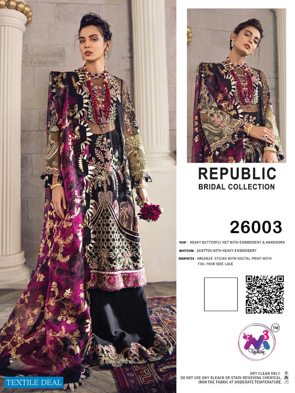 M3 FASHION REPUBLIC BRIDAL COLLECTION BUTTERFLY NET PARTY WEAR PAKISTANI SUITS