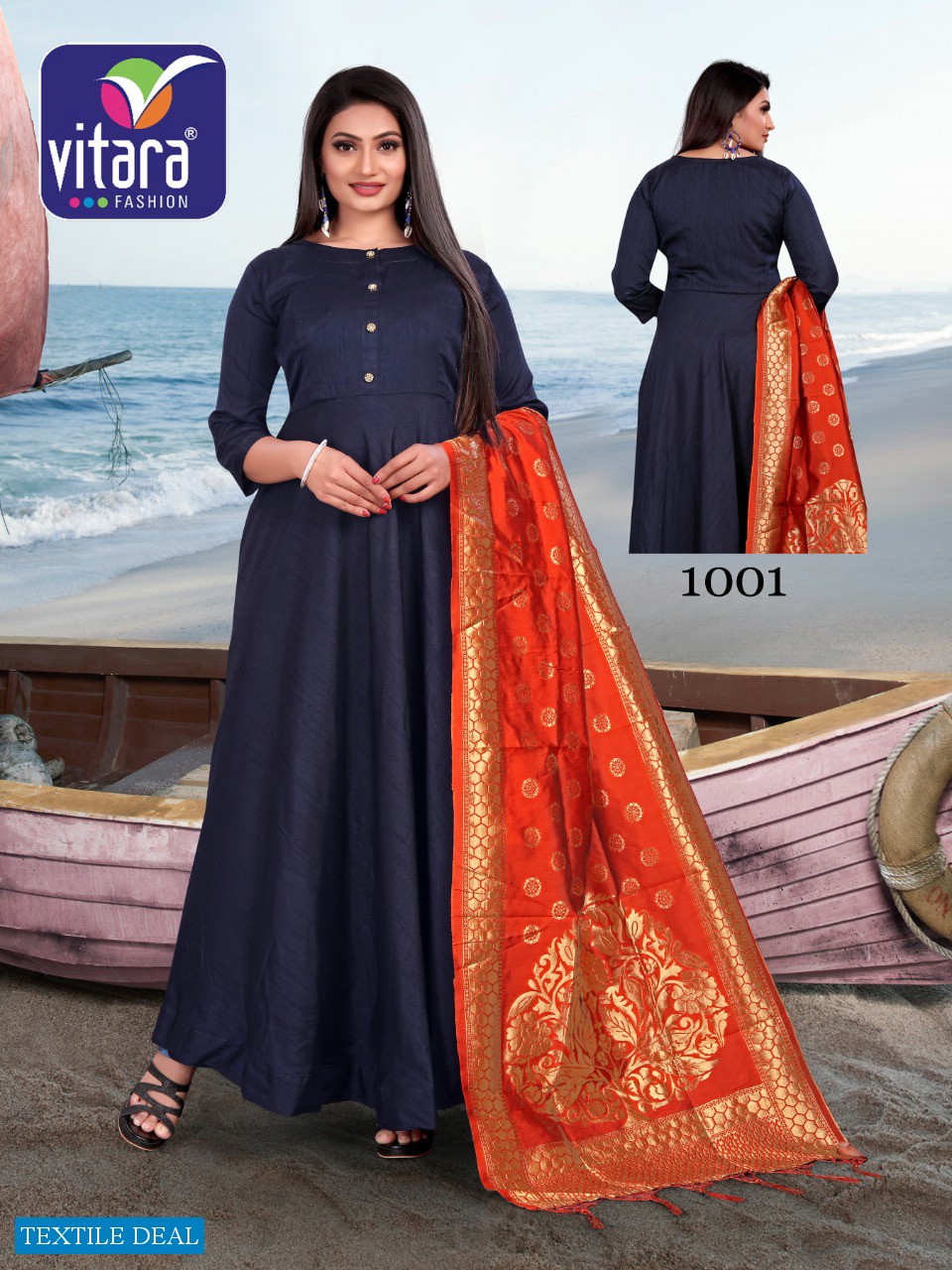 MAJESTY BY VITARA SILK EXCLUSIVE LONG GOWN WITH DUPATTA PAIR