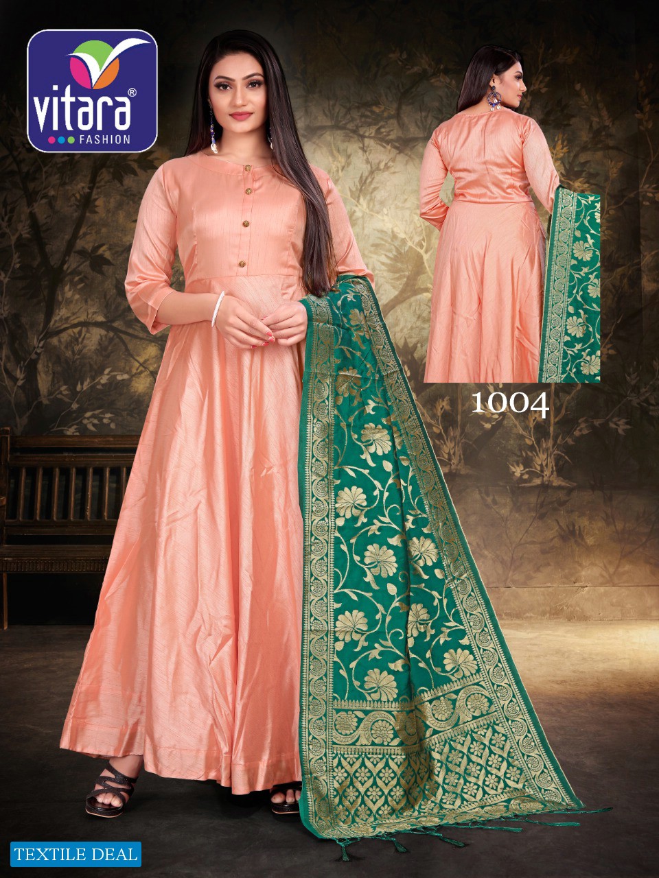 MAJESTY BY VITARA SILK EXCLUSIVE LONG GOWN WITH DUPATTA PAIR