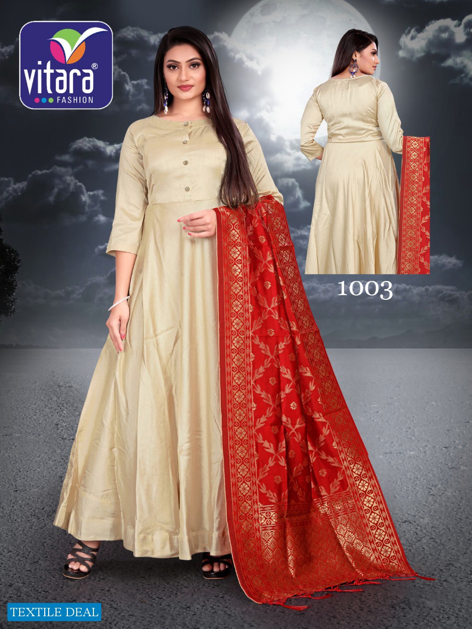 MAJESTY BY VITARA SILK EXCLUSIVE LONG GOWN WITH DUPATTA PAIR