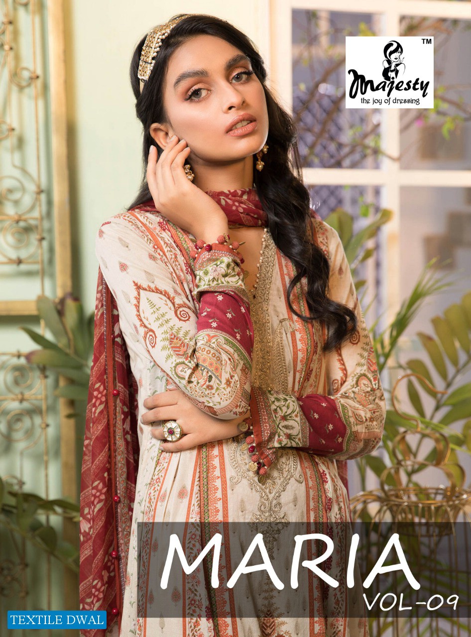 MAJESTY MARIA B VOL 9 JAM SILK COTTON PAKISTANI FANCY DRESSES