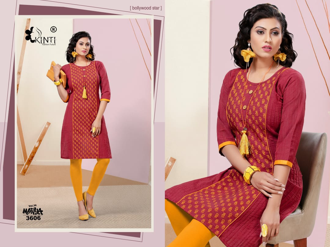 MANYA 36 BY KINTI HANDLOOM COTTON STRAIGHT KURTI DESIGNS