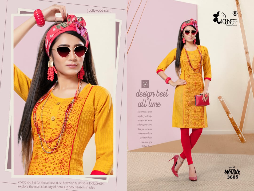 MANYA 36 BY KINTI HANDLOOM COTTON STRAIGHT KURTI DESIGNS