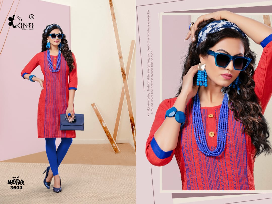 MANYA 36 BY KINTI HANDLOOM COTTON STRAIGHT KURTI DESIGNS