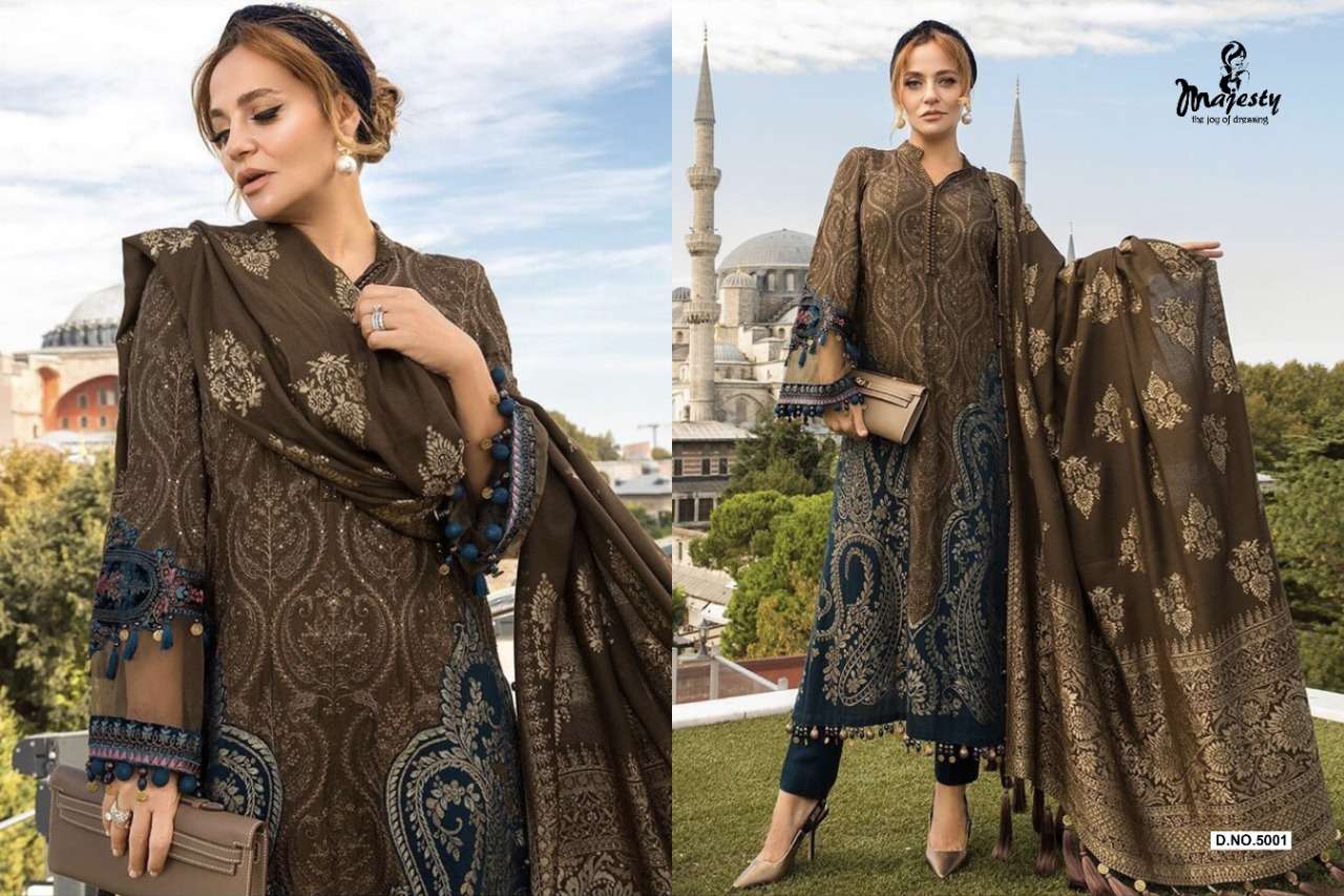 MARIA B VOL 5 BY MAJESTY JAM SILK COTTON PAKISTANI PRINT WITH PATCH SALWAR KAMEEZ IN INDIA