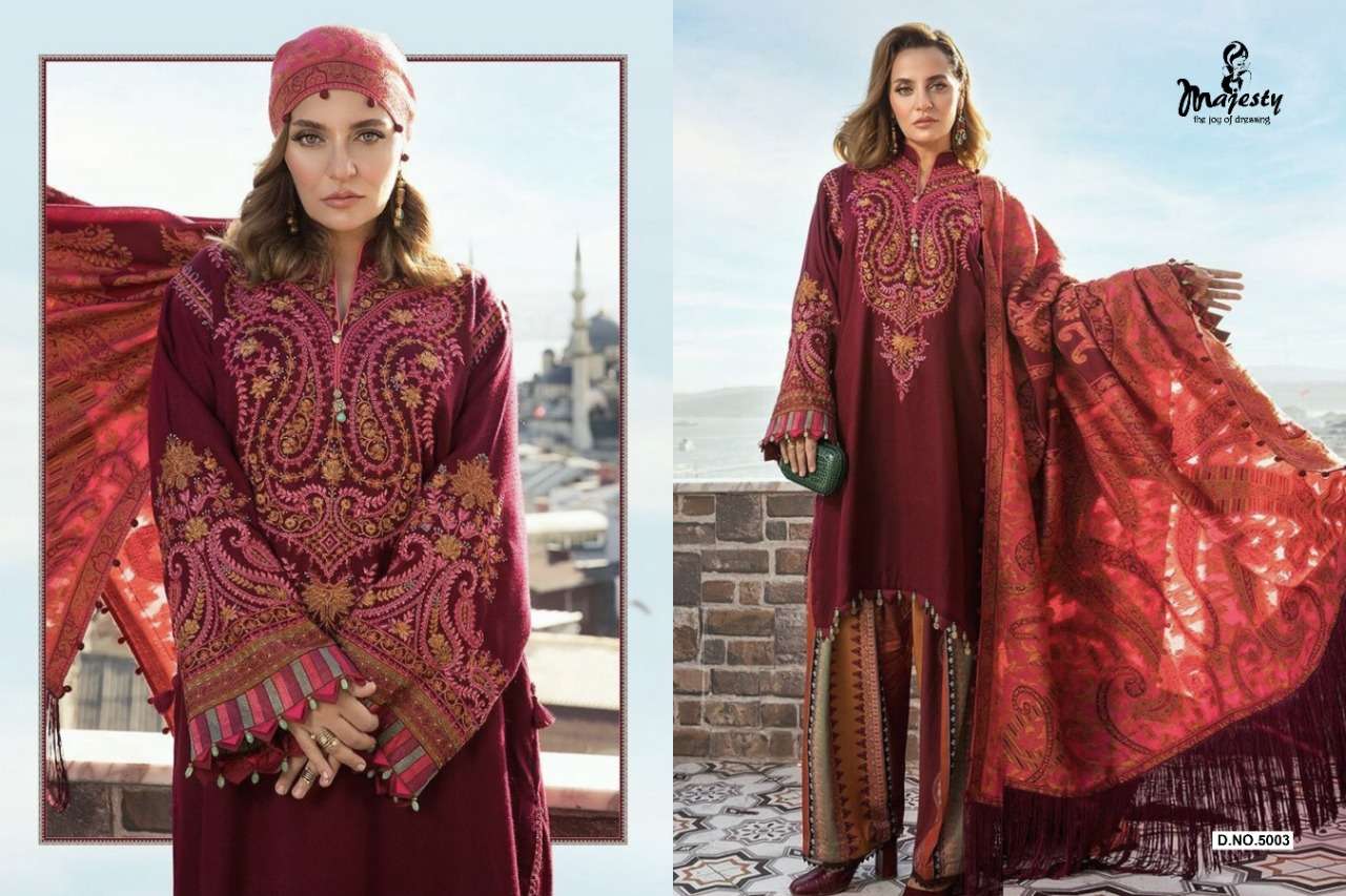 MARIA B VOL 5 BY MAJESTY JAM SILK COTTON PAKISTANI PRINT WITH PATCH SALWAR KAMEEZ IN INDIA