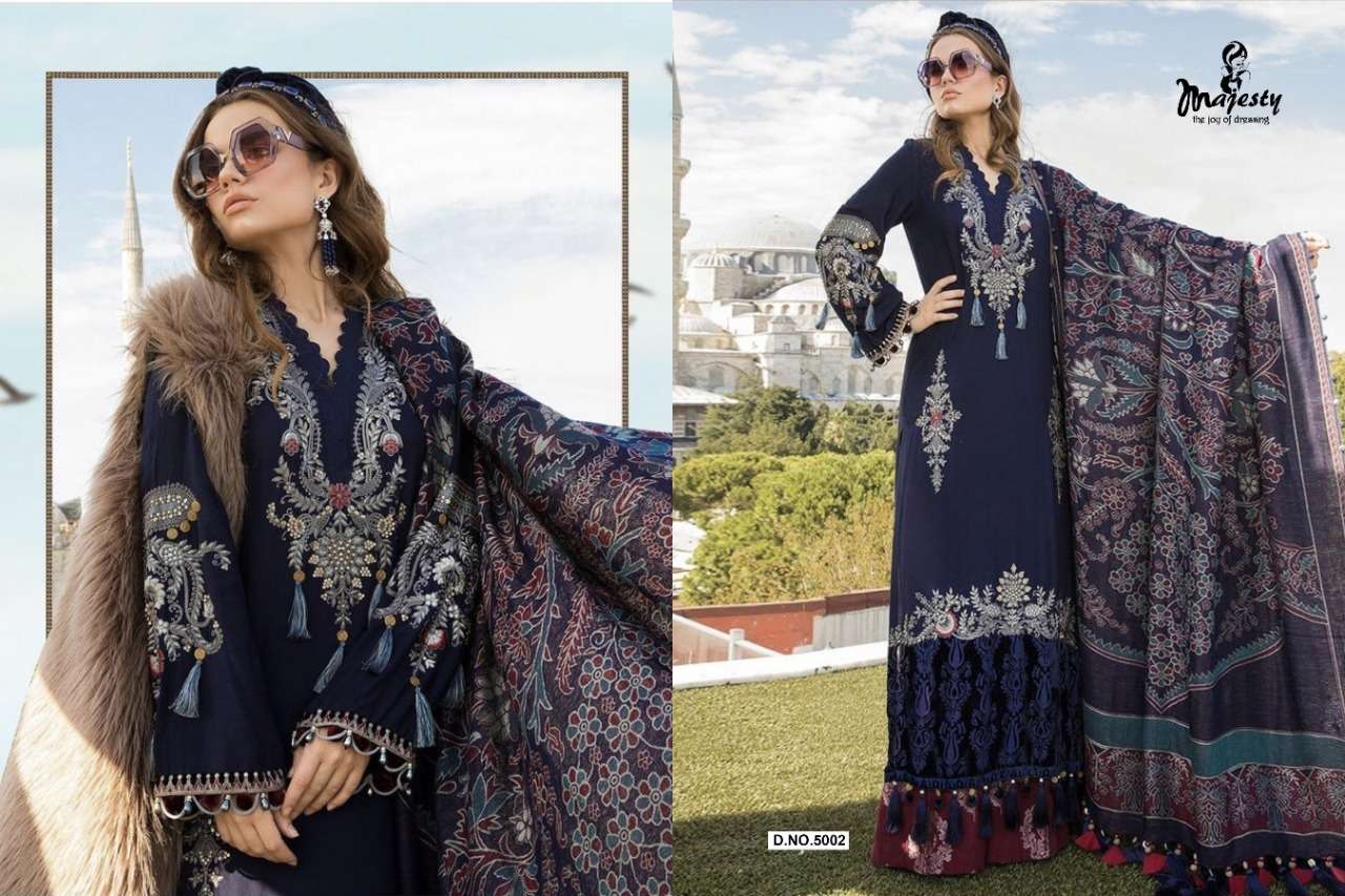 MARIA B VOL 5 BY MAJESTY JAM SILK COTTON PAKISTANI PRINT WITH PATCH SALWAR KAMEEZ IN INDIA