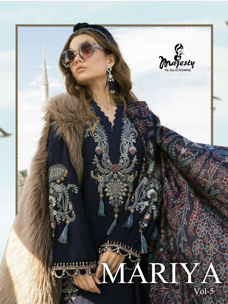 MARIA B VOL 5 BY MAJESTY JAM SILK COTTON PAKISTANI PRINT WITH PATCH SALWAR KAMEEZ IN INDIA