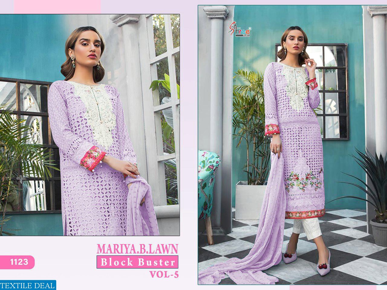 MARIYA B LAWN BLOCK BUSTER VOL 5 BY SHREE FABS COTTON SIFLY WORK PAKISTANI SUITS