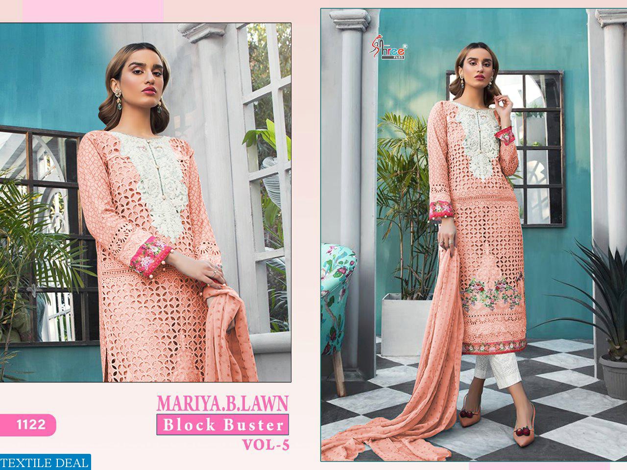 MARIYA B LAWN BLOCK BUSTER VOL 5 BY SHREE FABS COTTON SIFLY WORK PAKISTANI SUITS