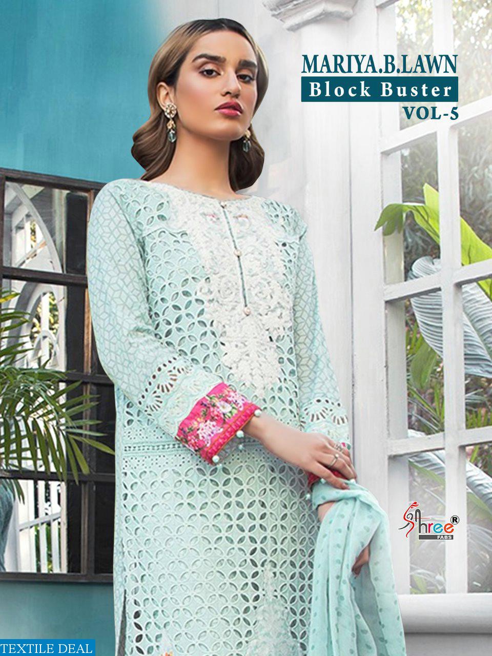 MARIYA B LAWN BLOCK BUSTER VOL 5 BY SHREE FABS COTTON SIFLY WORK PAKISTANI SUITS